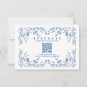 Cartons Réponse Dusty Blue Floral Vintage Wedding (Devant)