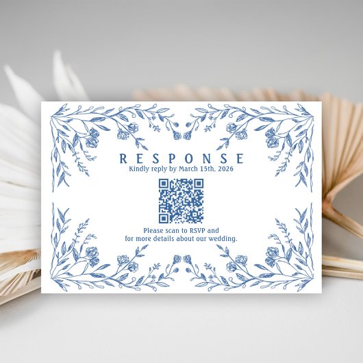 Cartons Réponse Dusty Blue Floral Vintage Wedding