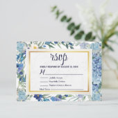 Cartons Réponse Dusty Blue Floral Wreath Mariage de verdure (Debout devant)