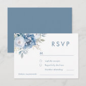 Cartons Réponse Dusty Blue Florals Mariage d'hiver (Devant / Derrière)