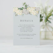 Cartons Réponse Dusty Blue Hydrangea Wedding Details (Debout devant)