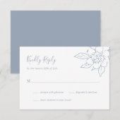 Cartons Réponse Dusty Blue Line Art Floral Mariage élégant (Devant / Derrière)