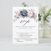 Cartons Réponse Dusty Blue Mauve Rose rose ardoise Mariage floral (Debout devant)