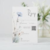 Cartons Réponse Dusty Blue Meadow Fleurs sauvages Moderne QR Code (Debout devant)
