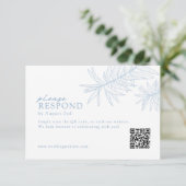 Cartons Réponse Dusty Blue Minimalist Botanical QR Code (Debout devant)