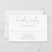 Cartons Réponse Dusty Blue Modern Chic élégant Mariage de script (Devant)