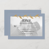 Cartons Réponse Dusty Blue Modern Photo Feuilles or (Devant / Derrière)