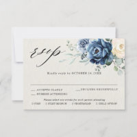 Dusty Blue Navy Champagne Ivory Floral Mariage RSV