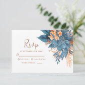 Cartons Réponse Dusty Blue Orange Terracotta Élégant Mariage (Debout devant)