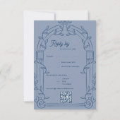 Cartons Réponse Dusty Blue Ornate Arch Botanical Wedding Reply  (Dos)