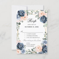 Dusty Blue Peach Blush Mariage floral géométrique