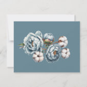 Cartons Réponse Dusty Blue Peony and Cotton Wedding (Dos)
