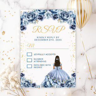 Cartons Réponse Dusty Blue Princess Florale Quinceañera