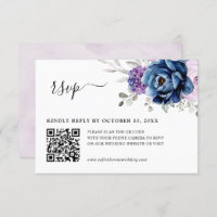 Dusty Blue Purple Navy Lilac Blooms Mariage QR