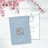 Cartons Réponse Dusty Blue QR Code Floral Classic Repas Choix