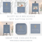 Cartons Réponse Dusty Blue Religieux Croix Boy Baptême