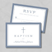 Cartons Réponse Dusty Blue Religious Cross Boy Baptism 