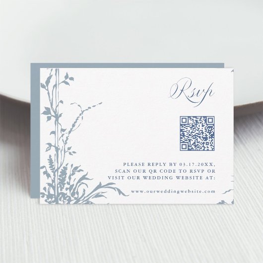 Cartons Réponse Dusty Blue Romantic Botanical Arch Garden Wedding