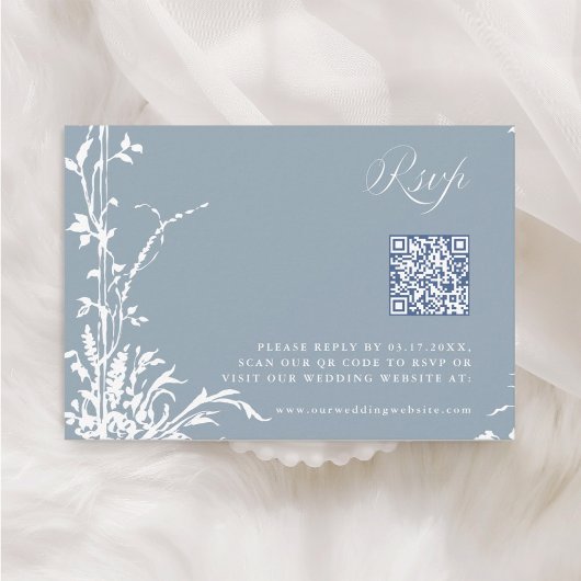 Cartons Réponse Dusty Blue Romantic Botanical Arch Garden Wedding
