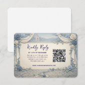 Cartons Réponse Dusty Blue Rose QR Code Wedding  (Devant / Derrière)