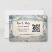 Cartons Réponse Dusty Blue Rose QR Code Wedding (Devant)