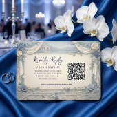 Cartons Réponse Dusty Blue Rose QR Code Wedding 