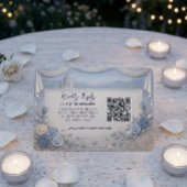 Cartons Réponse Dusty Blue Rose Romantic Wedding QR Code 