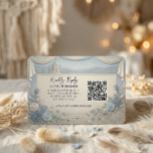 Cartons Réponse Dusty Blue Rose Romantic Wedding QR Code 