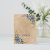 Cartons Réponse Dusty Blue Rose Rustic Mariage avec code QR (Debout devant)