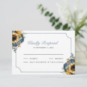 Cartons Réponse Dusty Blue Roses Sunflowers Wedding (Debout devant)