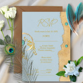 Cartons Réponse Dusty Blue Rustic Boho Gold Turquoise Wedding