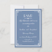 Cartons Réponse Dusty Blue script site internet email Mariage cart (Devant)