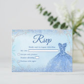 Cartons Réponse Dusty Blue Silver Noël Flocon de neige Quinceañera (Debout devant)