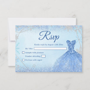 Cartons Réponse Dusty Blue Silver Noël Flocon de neige Quinceañera