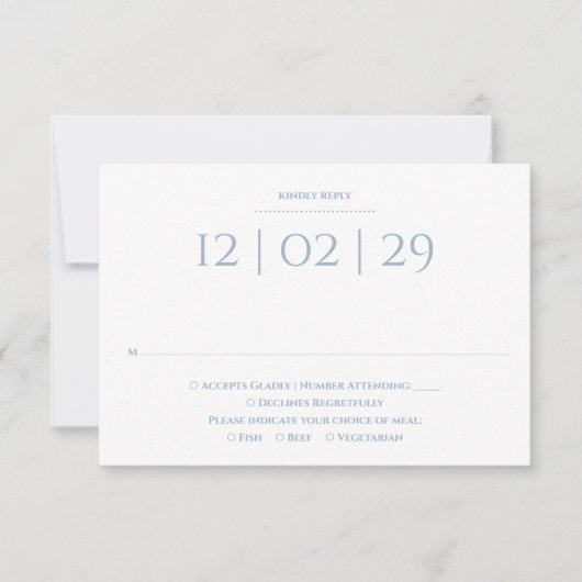 Cartons Réponse Dusty Blue Simple Mariage de date spéciale (Devant)