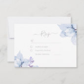 Cartons Réponse Dusty Blue Sky Blue Aquarelle Mariage Floral (Devant)