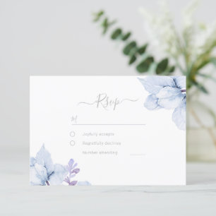 Cartons Réponse Dusty Blue Sky Blue Aquarelle Mariage Floral