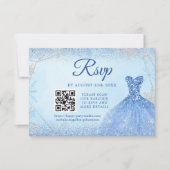 Cartons Réponse Dusty Blue Snowflake Noël Quinceañera 15e QR (Devant)