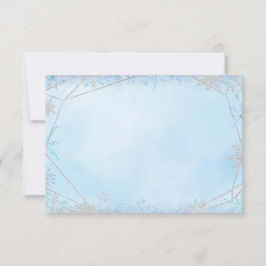 Cartons Réponse Dusty Blue Snowflake Noël Quinceañera 15e QR (Dos)