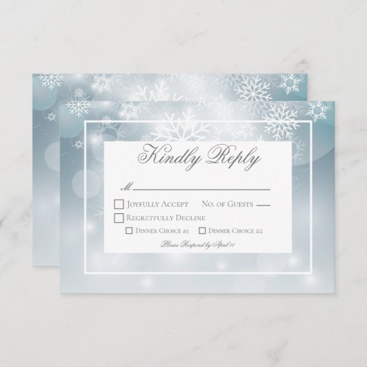 Cartons Réponse Dusty Blue Snowflake Sky Mariage moderne (Devant / Derrière)