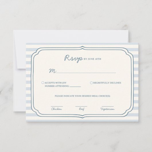 Cartons Réponse Dusty Blue Striped Wedding Response Card  (Devant)