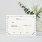 Cartons Réponse Dusty Blue Striped Wedding Response Card  (Debout devant)