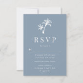 Cartons Réponse Dusty Blue Tropical Beach Palm Tree Mariage (Devant)