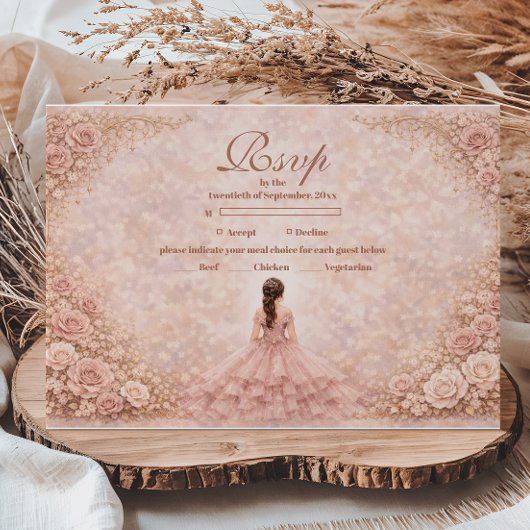 Cartons Réponse Dusty Blush Rose Garden Quinceañera