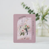 Cartons Réponse Dusty Bourgogne Magnolia Blossoms and Bird Mariage (Debout devant)