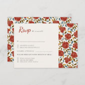 Cartons Réponse Dusty Elegant Golden Red Rose Mariage (Devant / Derrière)