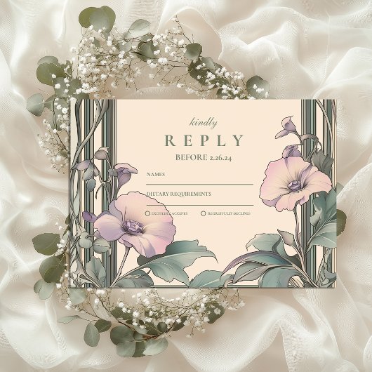 Cartons Réponse Dusty Lavender Frame mariage