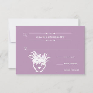 Cartons Réponse Dusty Lavender Purple Beach Destination Mariage