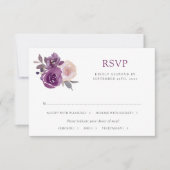 Cartons Réponse Dusty Mauve Purple Blush Floral Mariage (Devant)