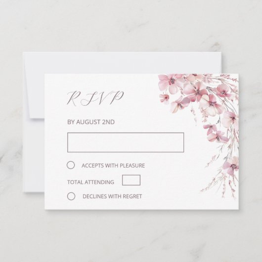 Cartons Réponse Dusty Pink Boho Floral Wedding (Devant)
